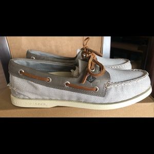 Sperry Men’s A/O Top-Sider Gingham 2-Eye Grey/Grey Boat Shoes Size 7.5 M